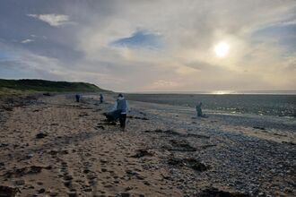 People on a beach.