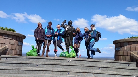 Group of people picking up litter in Morecambe