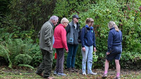 A group of people in the garden.