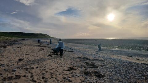 People on a beach.